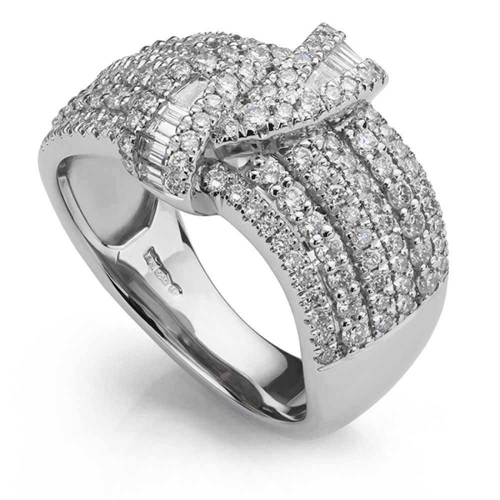 Bespoke Platinum Pavé Diamond Cocktail Ring perspective view