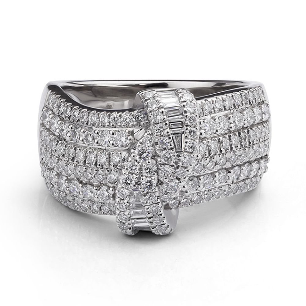 Bespoke Platinum Pavé Diamond Cocktail Ring Front View