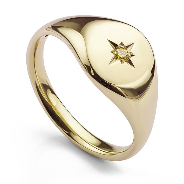 Canadamark Yellow Diamond Signet Ring Main Image