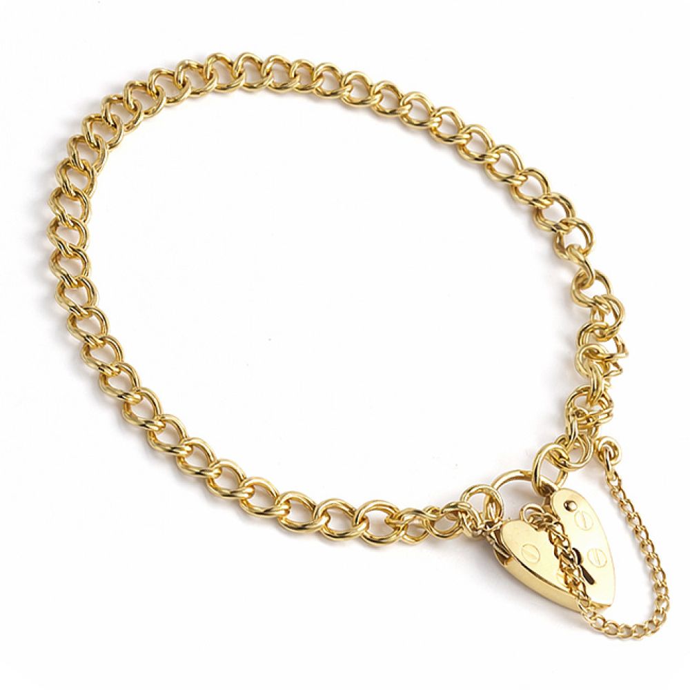 Pre-loved double link 9ct yellow gold charm bracelet