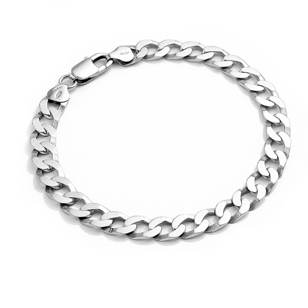Mens flat curb pre loved 8 inch sterling silver bracelet