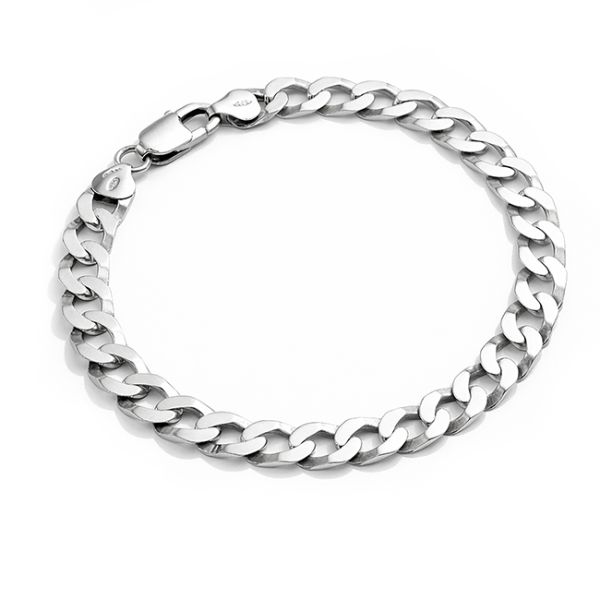 Pre-Loved Men's Flat Curb Silver Bracelet Main Image