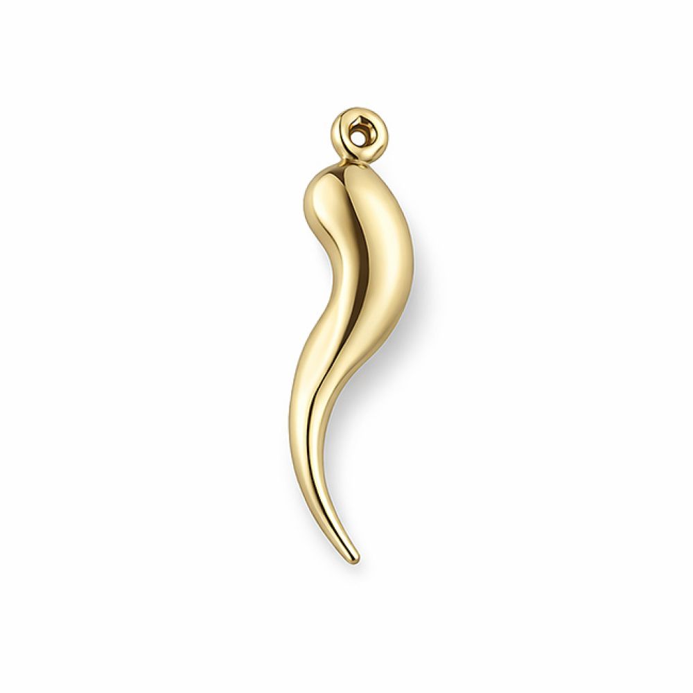 Pre-loved italian gold horn charm in 9ct yellow gold
