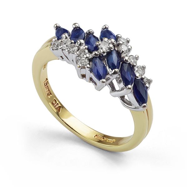 Pre-Loved Marquise Blue Sapphire Diamond Cluster Main Image