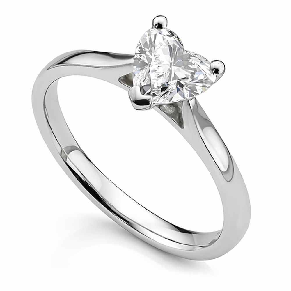 Lab-grown diamond heart solitaire engagement ring