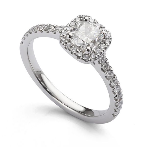 1 Carat Cushion Cut Halo Engagement Ring  Main Image