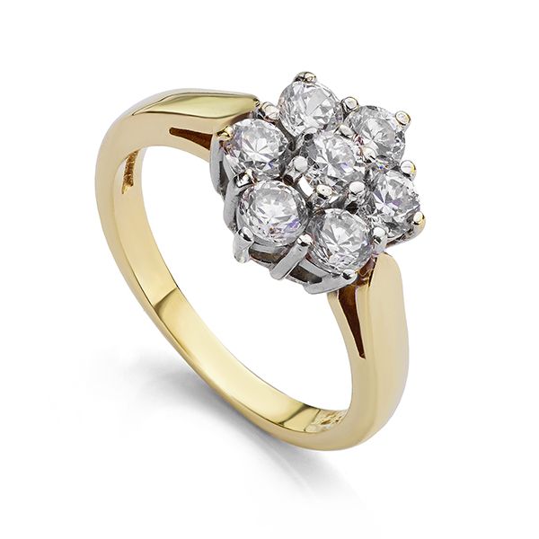 9ct Yellow Gold Cubic Zirconia Cluster Ring Main Image