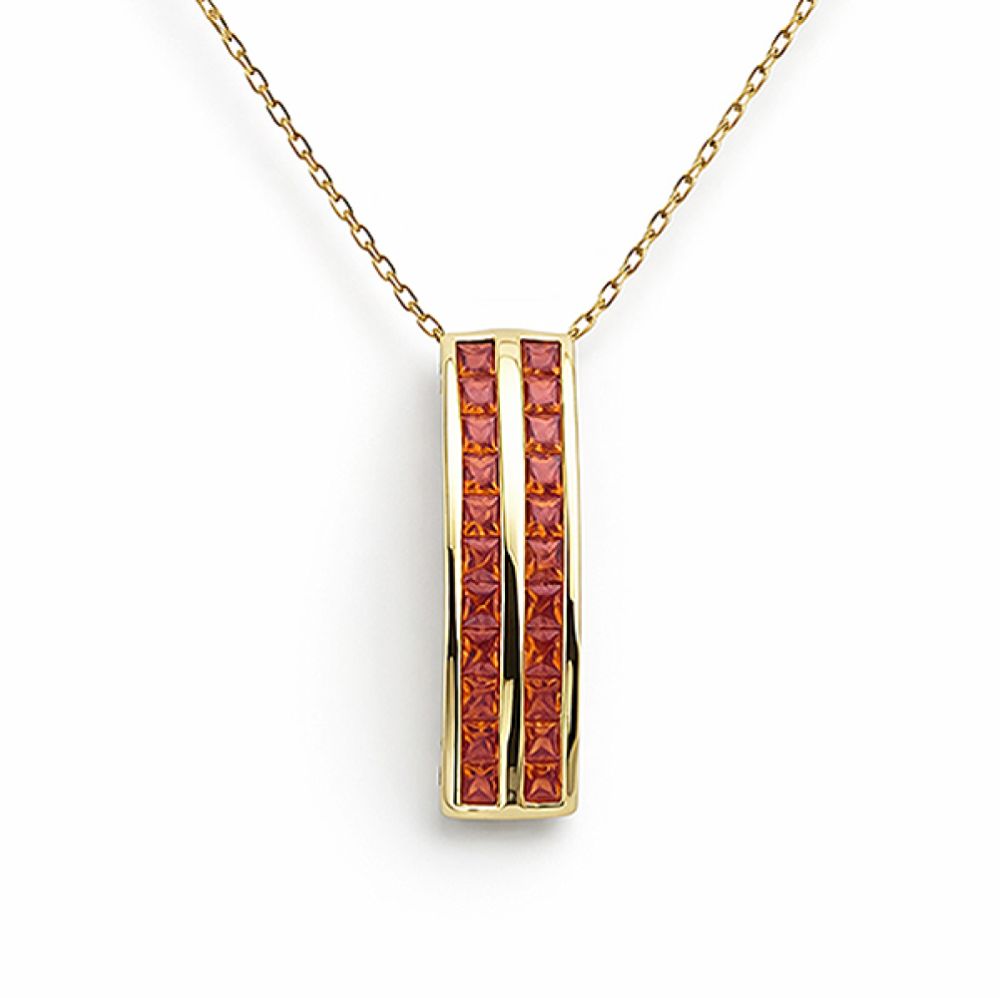 Mandarin Garnet Gold Slider Necklace Front View