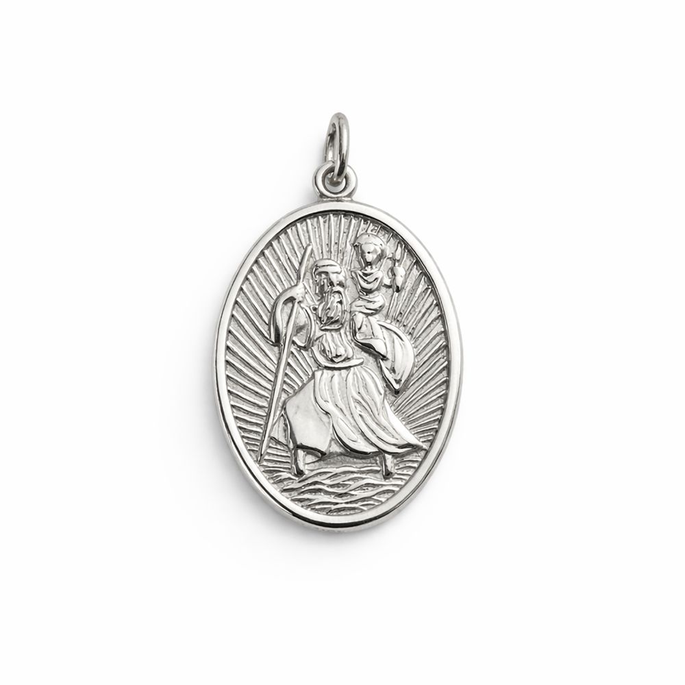 Pre-loved oval-shaped sterling silver St. Christopher
