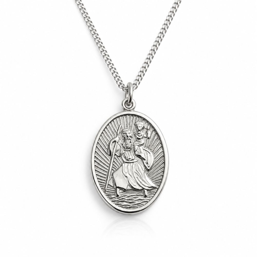 Pre-loved oval-shaped sterling silver St. Christopher