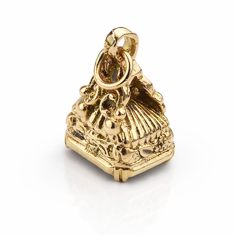 Bloodstone gold fob charm pendant side view