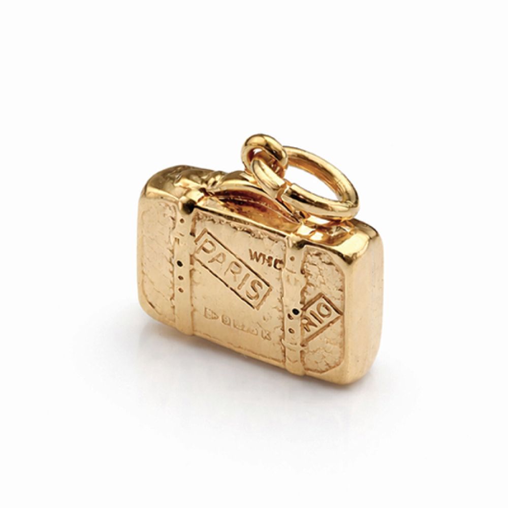 Paris Rio Gold Suitcase Charm Back