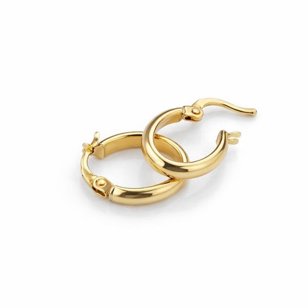 9ct Yellow Gold Small D-Shaped Hoop Earrings Main Image