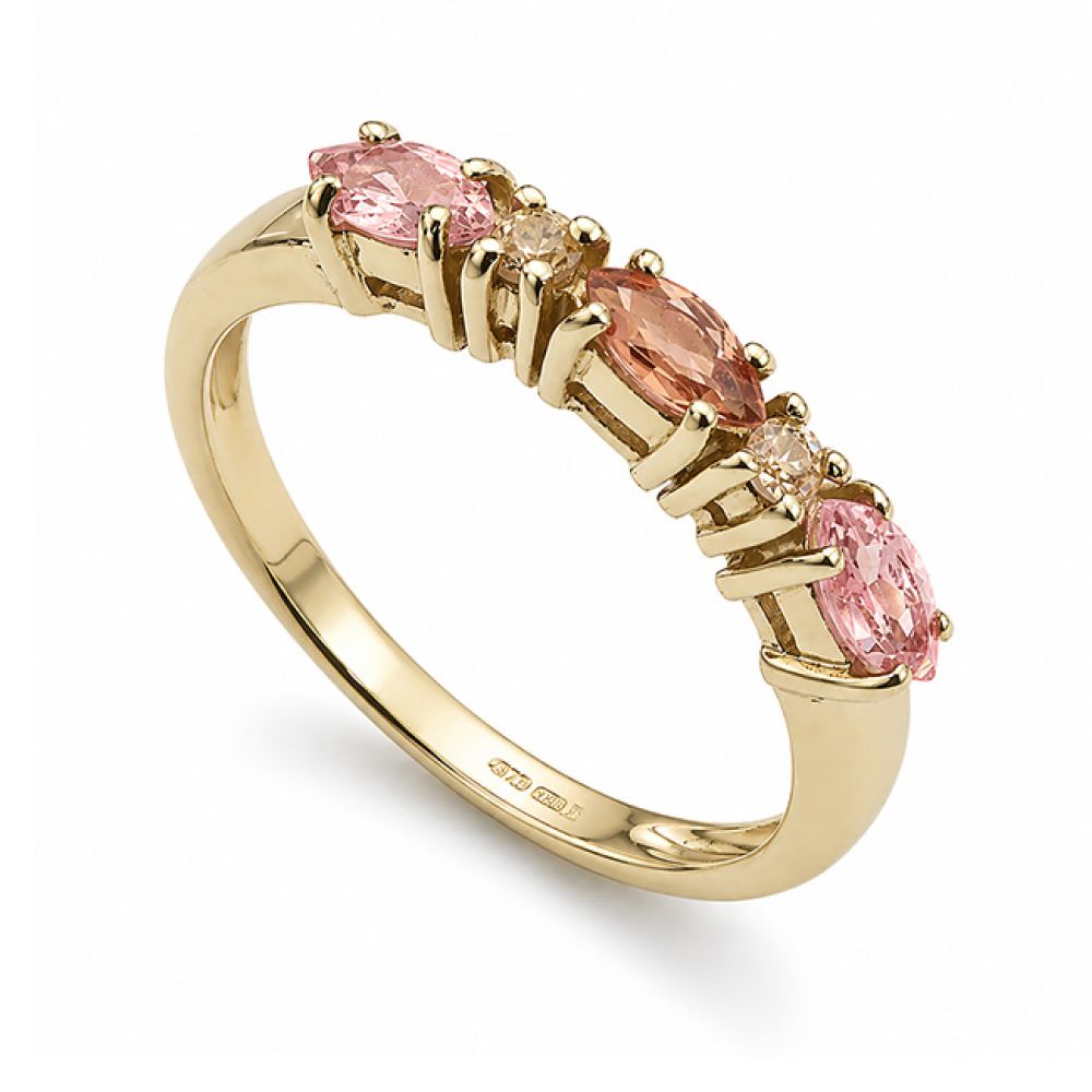 Pre-loved champagne garnet and imperial topaz yellow gold ring