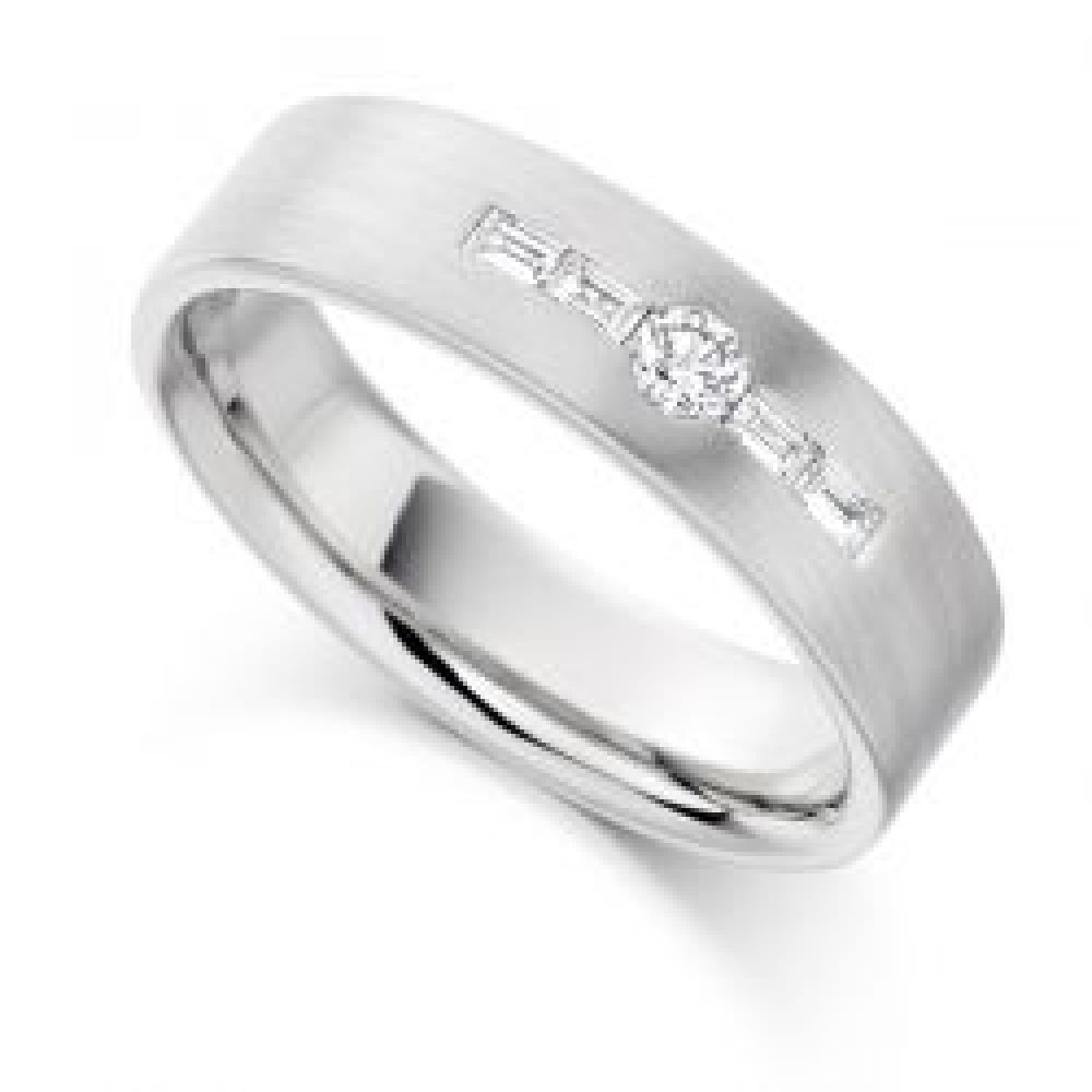 Men's Baguette and Round Diamond Wedding Ring