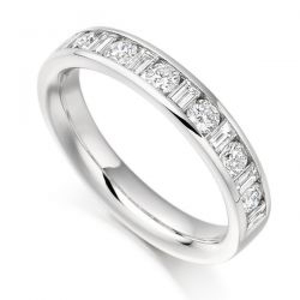 Baguette and Round Brilliant Cut Diamond Eternity Ring