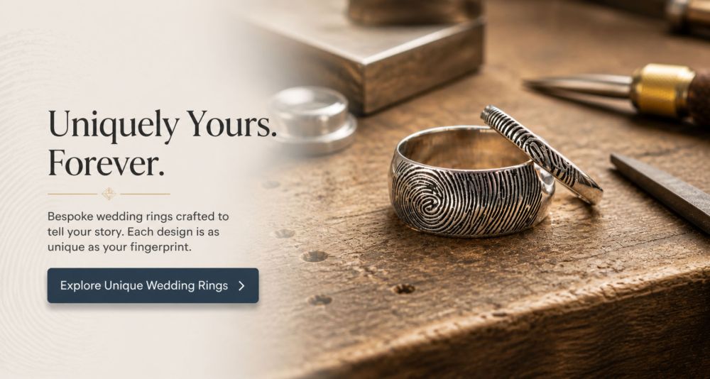 Unique wedding rings. Bespoke wedding rings as unique as your fingerprint.