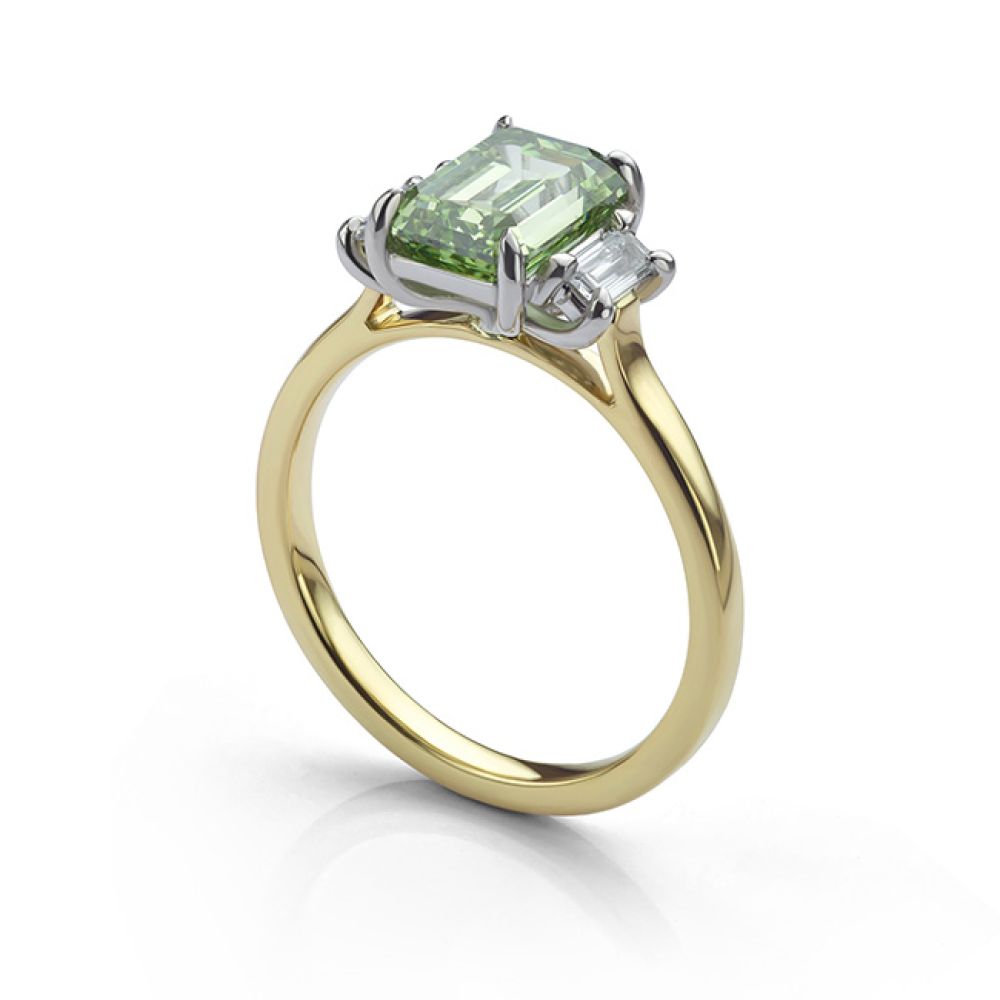 Green diamond trilogy ring side view