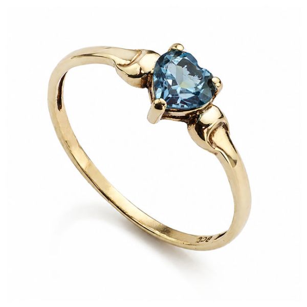 Yellow Gold Blue Topaz Heart Ring Main Image
