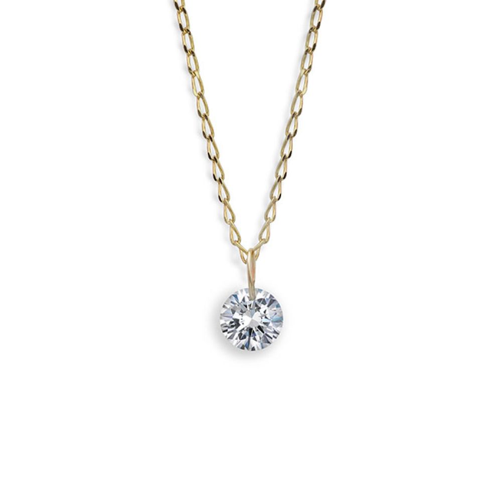 Floating Diamond Pendant - Lab-Grown Floating Diamond Necklace in Yellow Gold