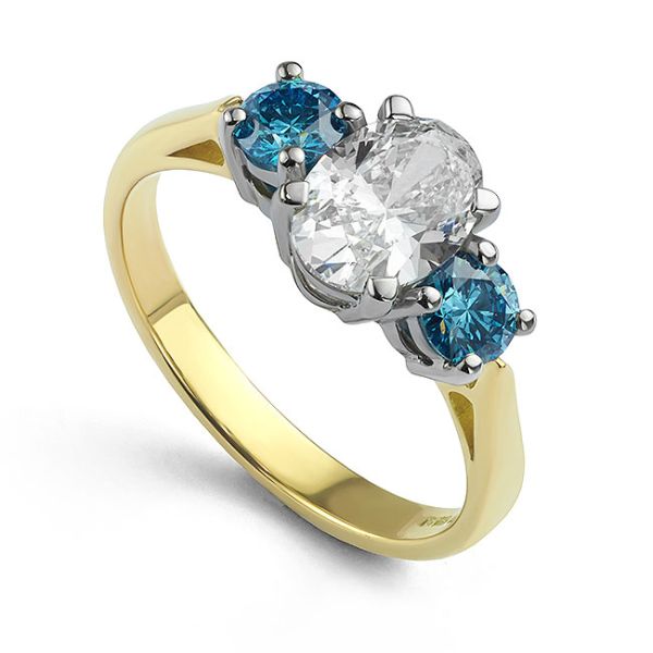 Trilogy Oval & Blue Diamond Ring Main Image