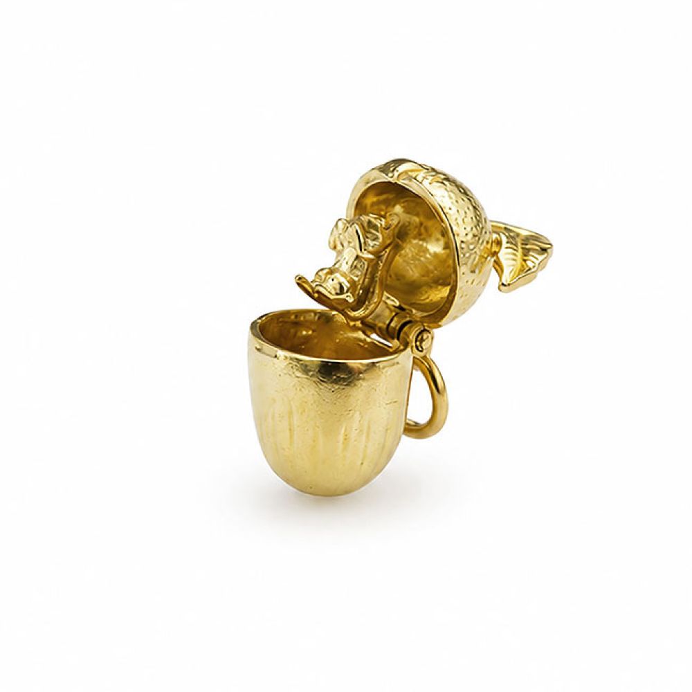 Opening Gold Acorn and Squirrel Charm Closed View