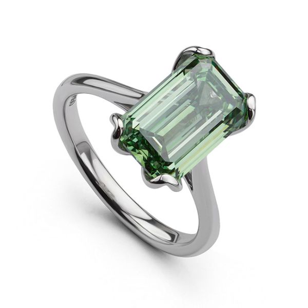 Lotus 4 Carat Green Diamond Engagement Ring Main Image