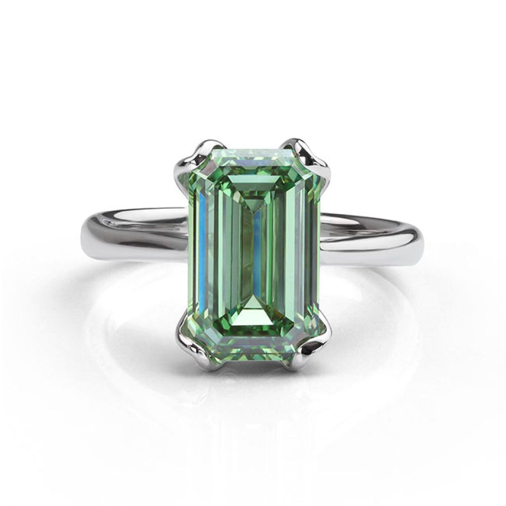 Bespoke 4 Carat Green Diamond Lotus Ring Front View