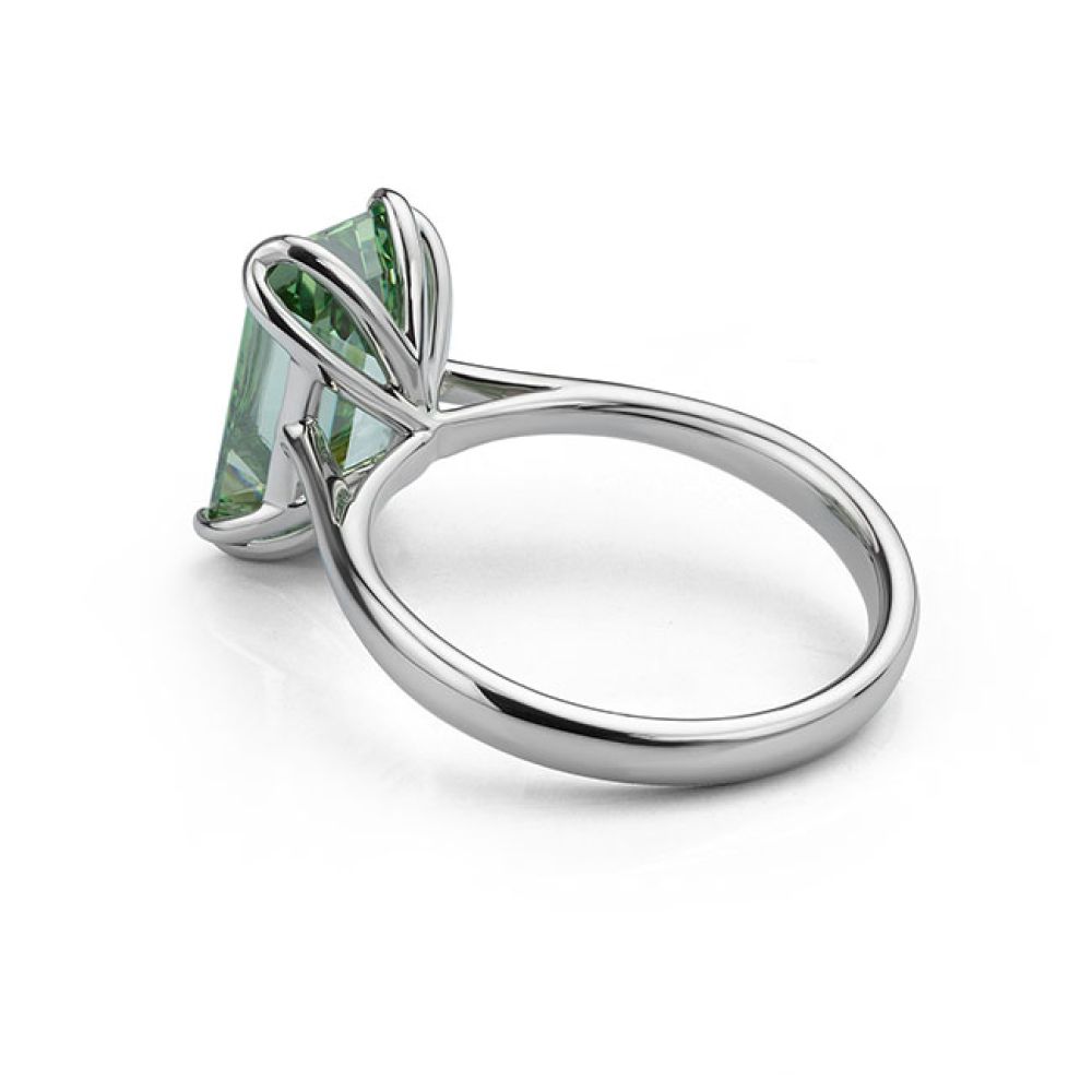Bespoke 4 Carat Green Diamond Lotus Ring Side View