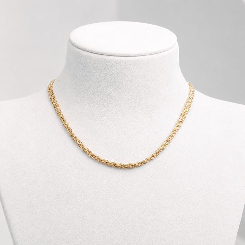 Pre-Loved Italian 9ct Yellow Gold Multi-Strand Necklace on White Bust