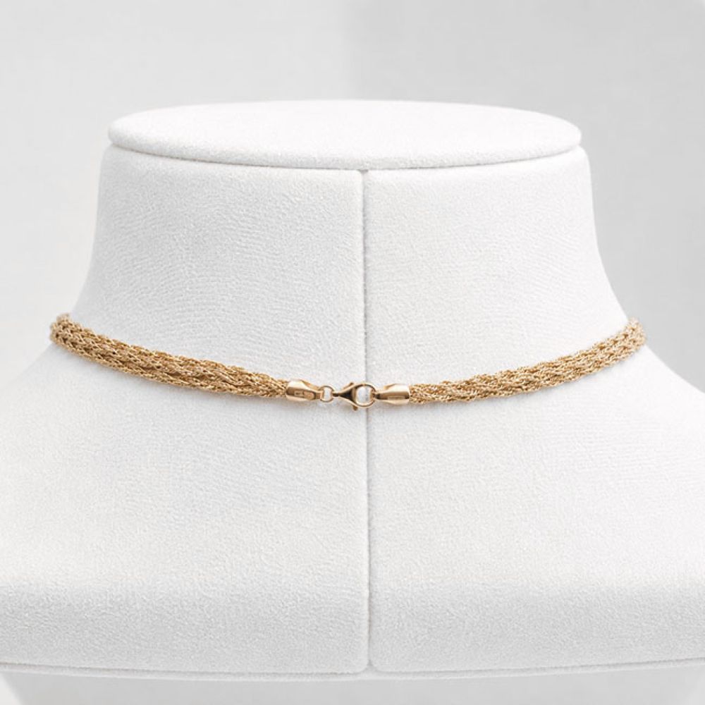 Pre-Loved Italian 9ct Yellow Gold Multi-Strand Necklace on White Bust Back View