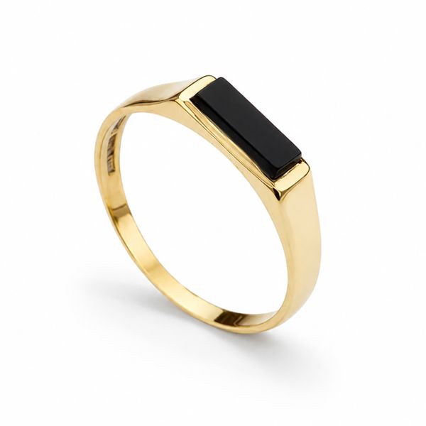 Vintage 9ct Yellow Gold Onyx Pinky Ring Main Image