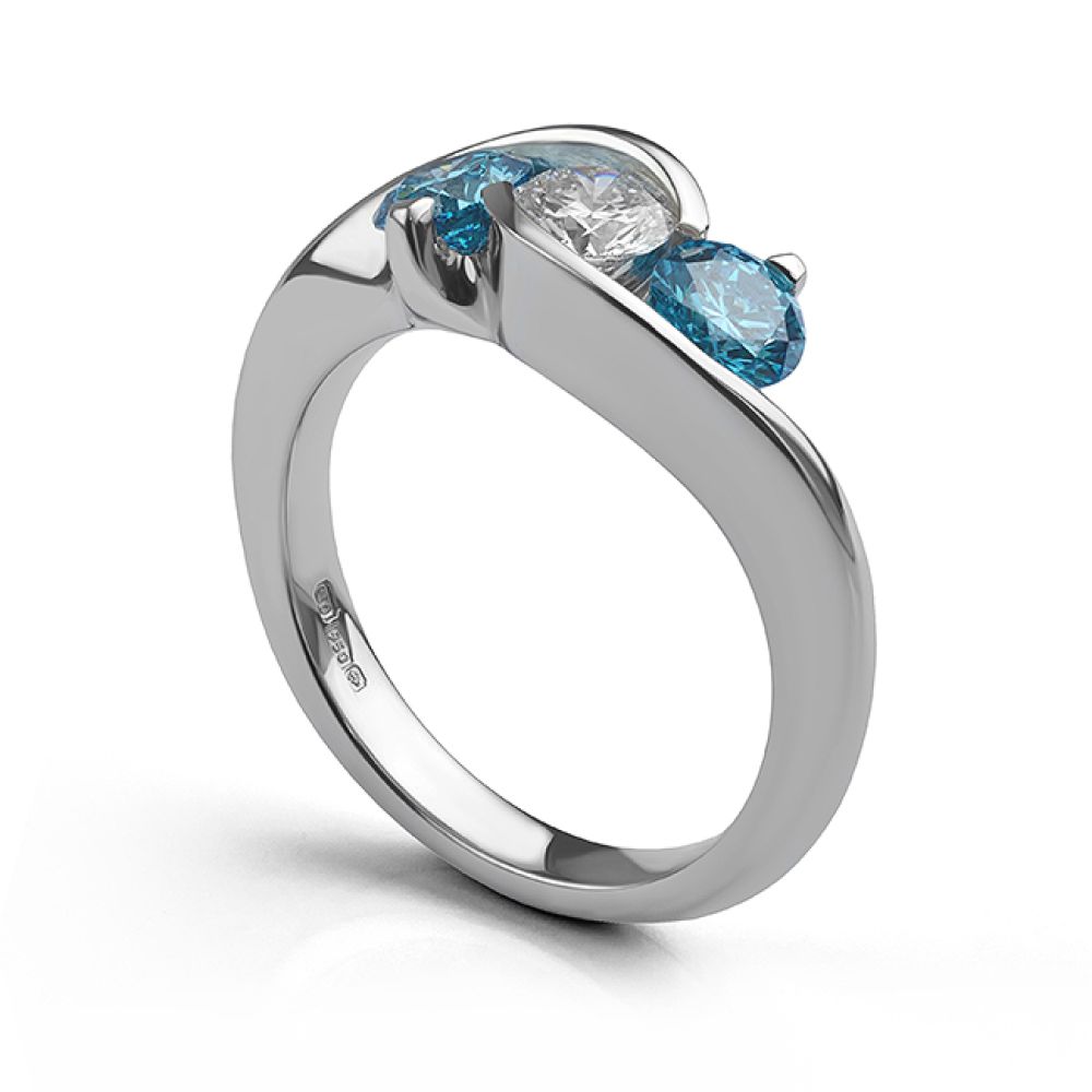 Isabella blue diamond engagement ring side view