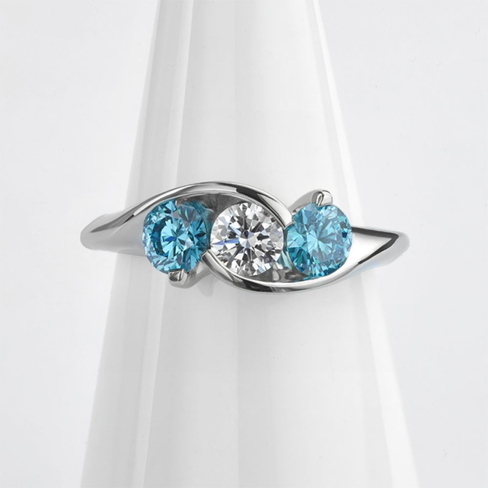 Isabella blue diamond engagement ring front view