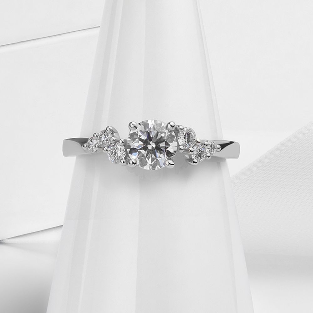 Velestia diamond scatter engagement ring front view