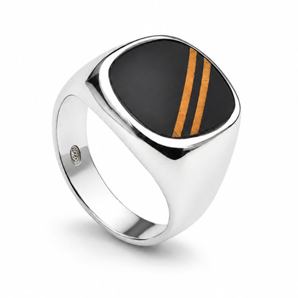 Double Stripe Onyx Signet Ring Main Image