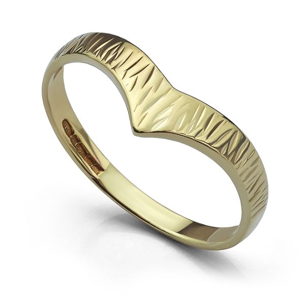 Textured Yellow Gold Wishbone Ring Main Image