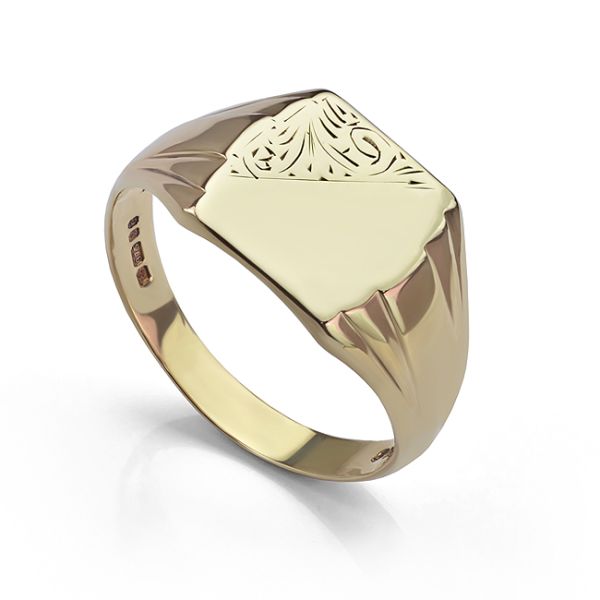 Pre-Loved Engraved Gold Signet Ring Main Image