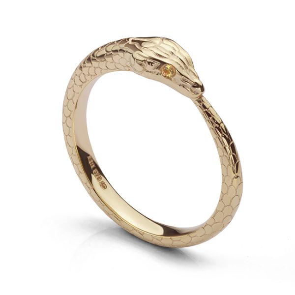Sapphire Ouroboros Gold Snake Ring  Main Image