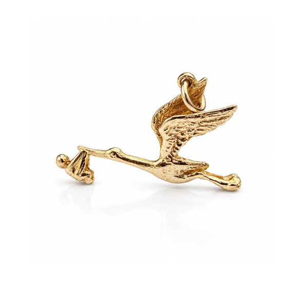 9ct Gold Flying Stork & Baby Charm Main Image