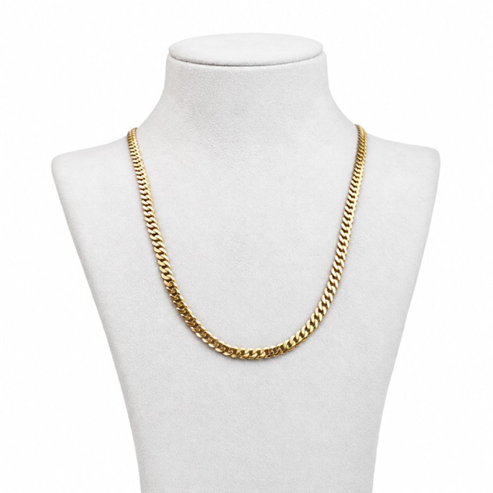 Men's Gold Flat Curb Chain – 24.5 Inches, 25.7g front view