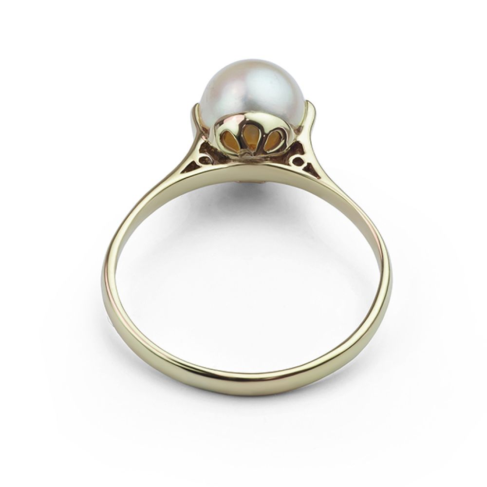 Vintage 1966 Pearl Gold Ring Underside View