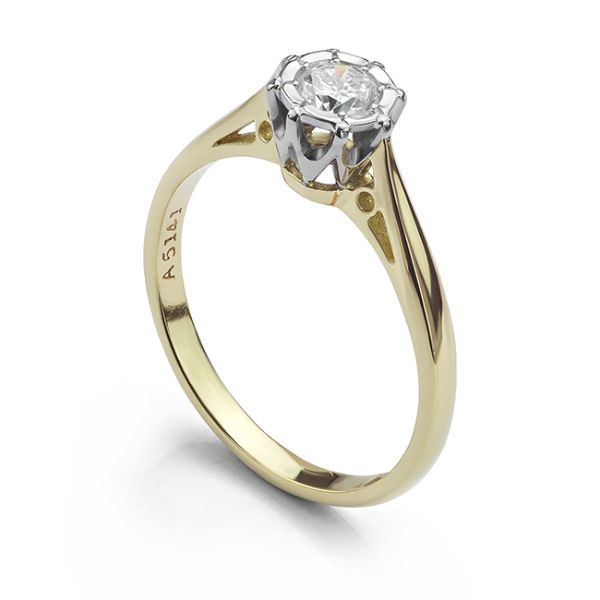 18ct Gold & Platinum Illusion Diamond Engagement Ring Main Image