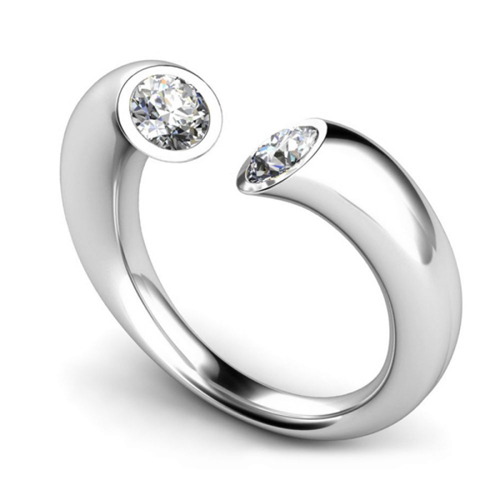 Modern 2 Stone Diamond Ring