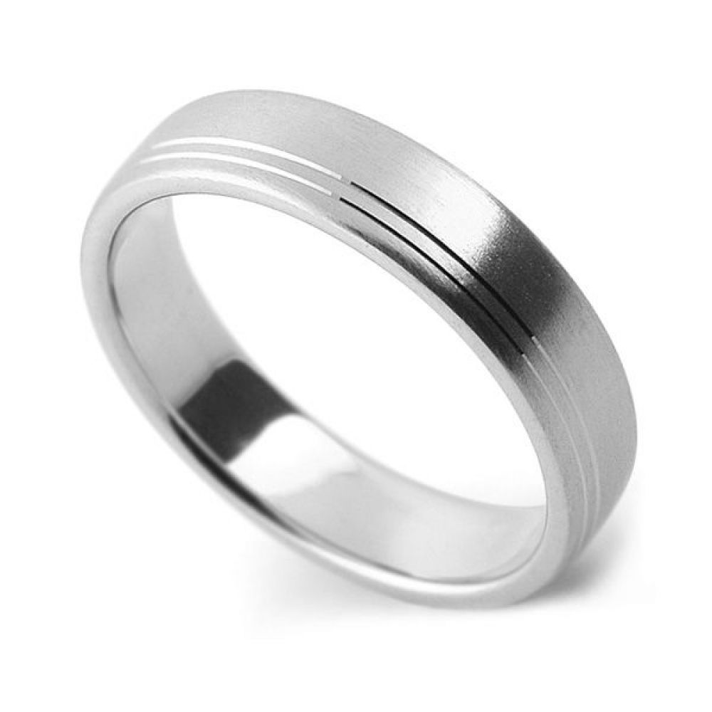 Satin Court Ring with Double Line Pattern