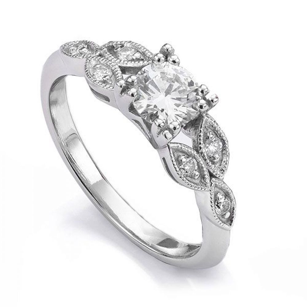 Leaf Design 7 Stone Diamond Ring