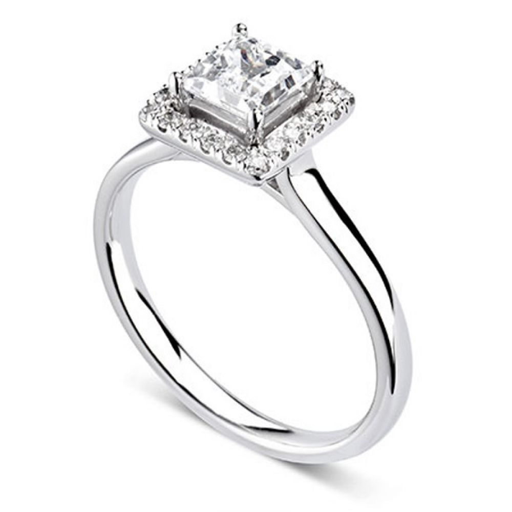 Princes Cut Diamond Halo Engagement Ring