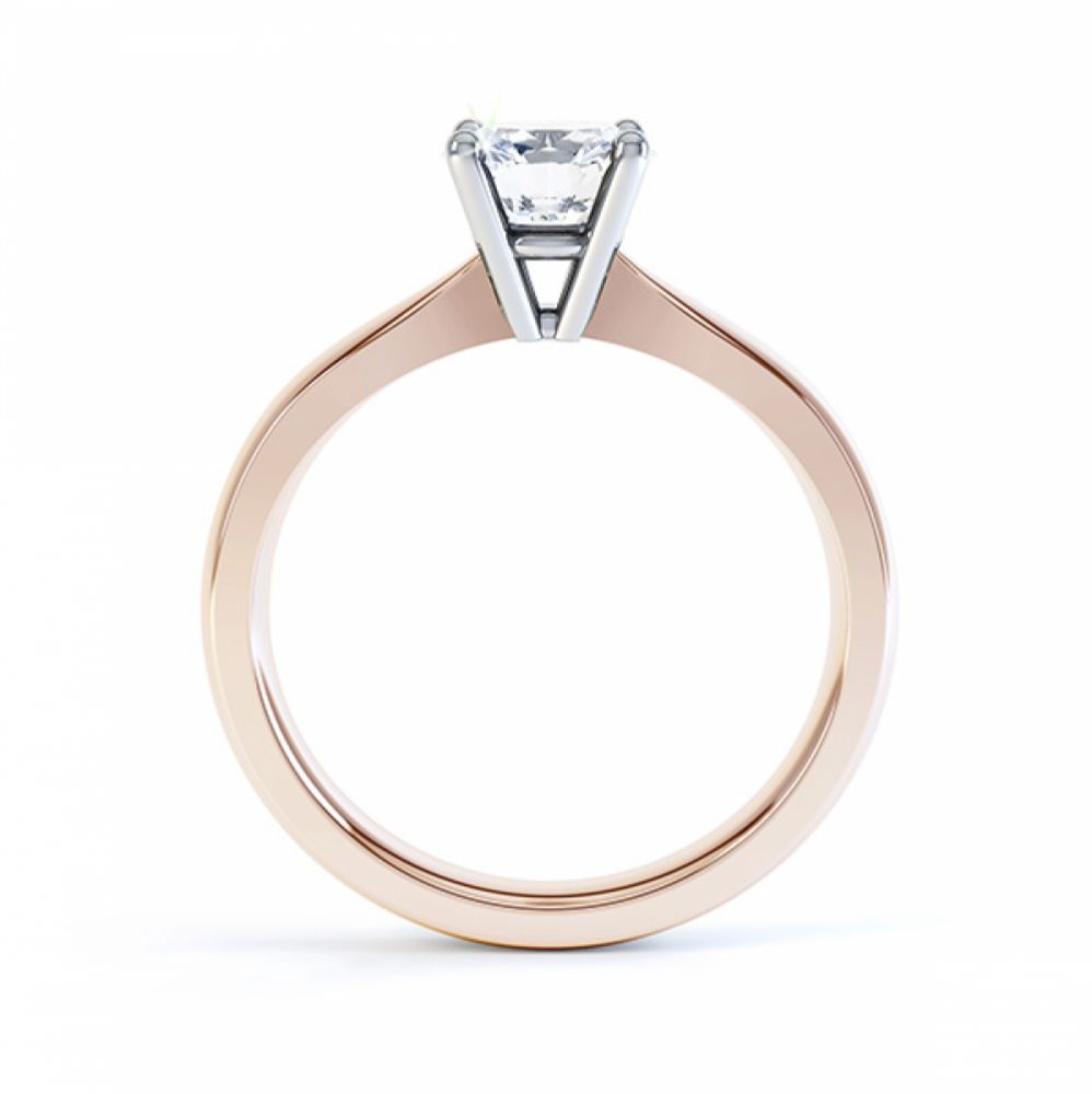 Rose gold four claw engagement ring R1D004 side view