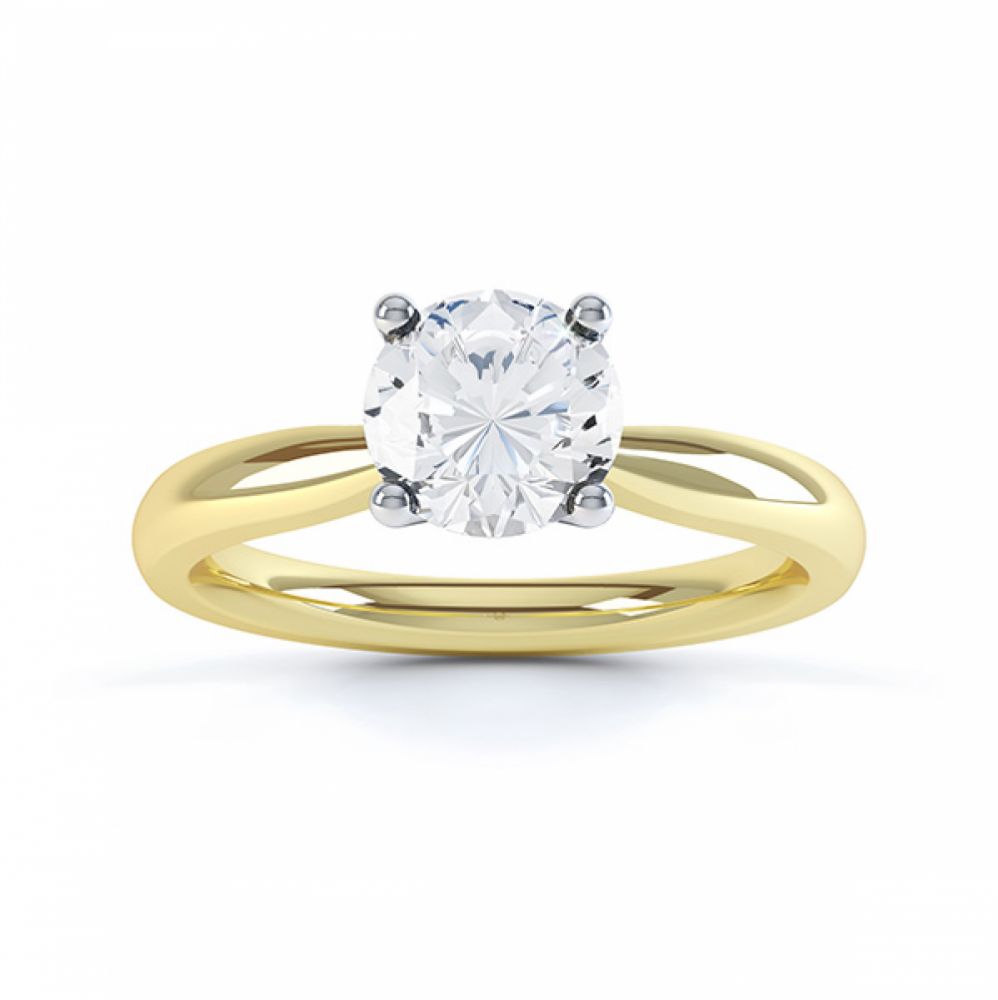 Ella engagement ring R1D004 top view in yellow gold