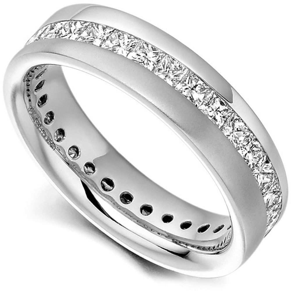 Diagonal Channel Full Princess Diamond Eternity Ring